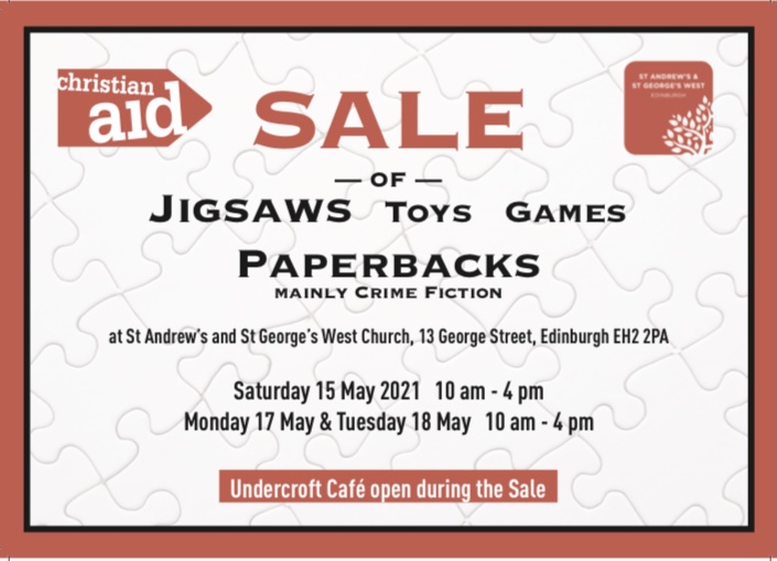 flyer for the Christian Aid MiniSale at St Andrew's and St George's West in May 2021